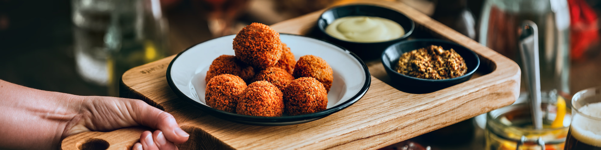 Tasty portion of bitterballs with Limburg mustard